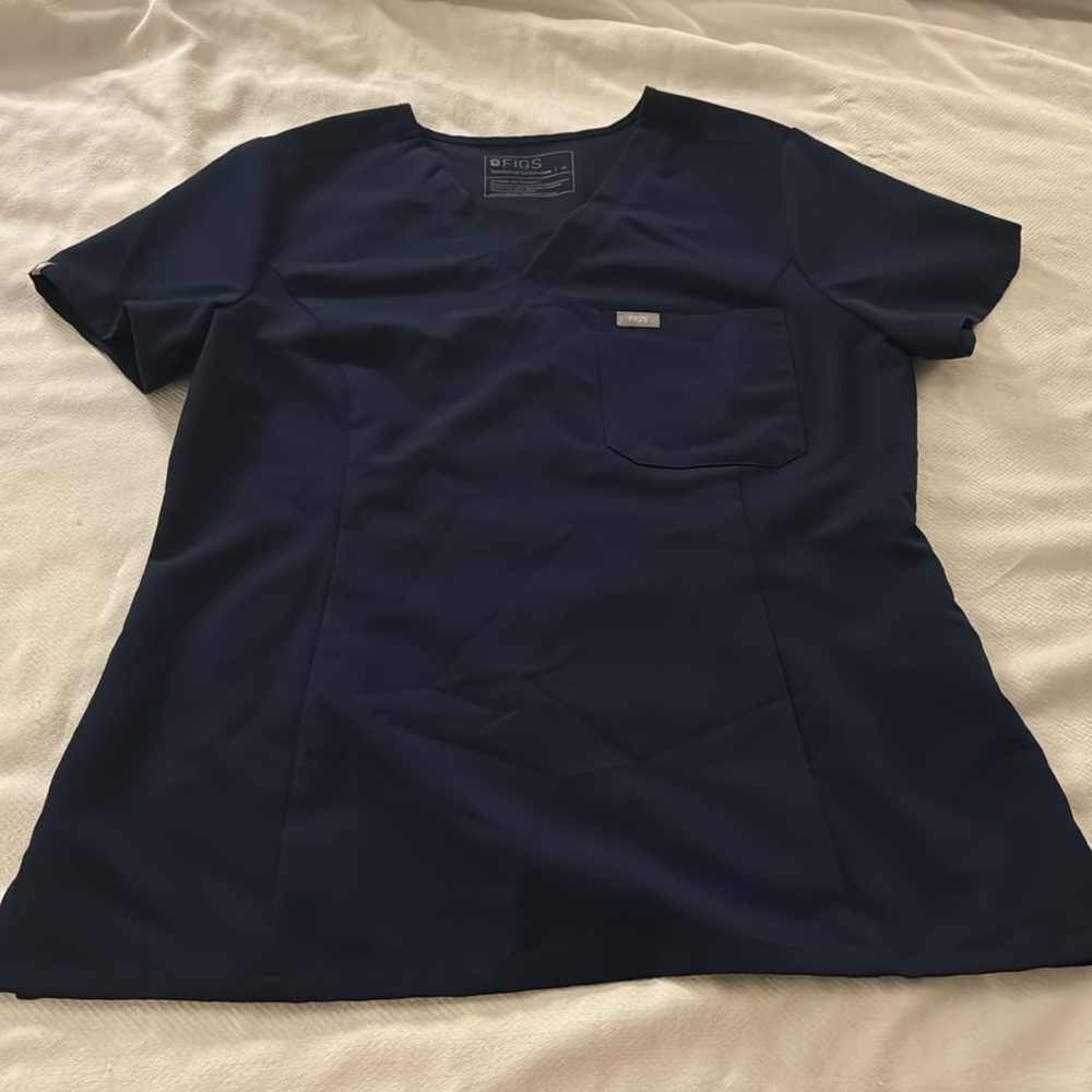 Figs Caterina one pocket navy slim fit top